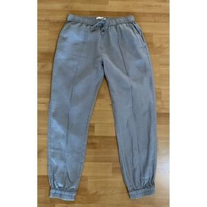 Cynthia Rowley Pants Womens Medium Gray 100% Linen Pull on Jogger Pockets Beach